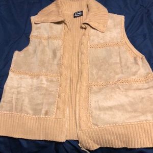 Tan mixed media vest